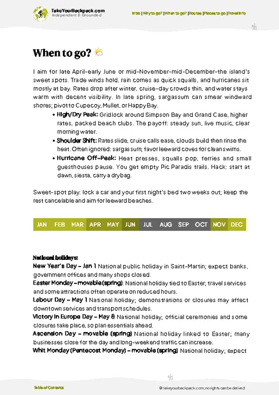 example page 3 from our offline Travel Guide for Saint Martin